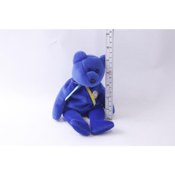 TY Beanie Baby, Clubby the Bear, Blue Plush Bear, Round Official Club Badged - Picture 3 of 3